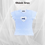 Áo Thun Nữ Form Ôm Phối Ren Trái Tim Coquette Dễ Thương - Chinh Trần Store