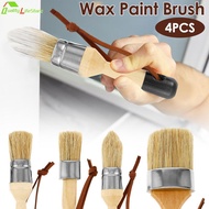 QualityLife 4Pcs Wax Brushes Set with Round Paint Brush Pointed Brush Flat Brush Oval Chalk Brush with Wooden Handle Wax Brushes Set Wooden Handle Wax Brushes