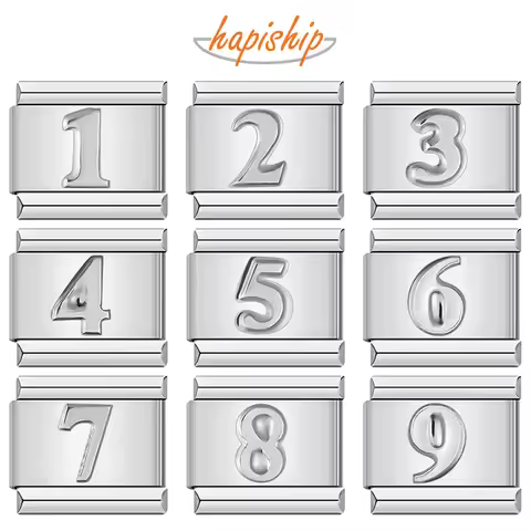 Hapiship 2025 Fashion Number 0 1 2 3 4 5 6 7 8 9 Italian Charm Fit 9mm Stainless Steel Bracelet Maki