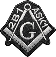Masonic 2B1 ASK1 Square & Compass G Patch Machine Embroidery, Iron-On Back – Freemason Regalia Patch