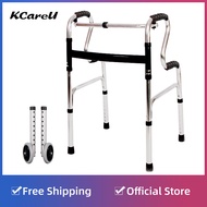 KCareU Adult Walker-Heavy Duty Foldable stainless Steel Walking Aid Toilet Armrest and Shower Chair with Wheels