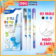 Bút bi nước học sinh mực gel ngòi 0.5mm Deli G30 họa tiết khủng long