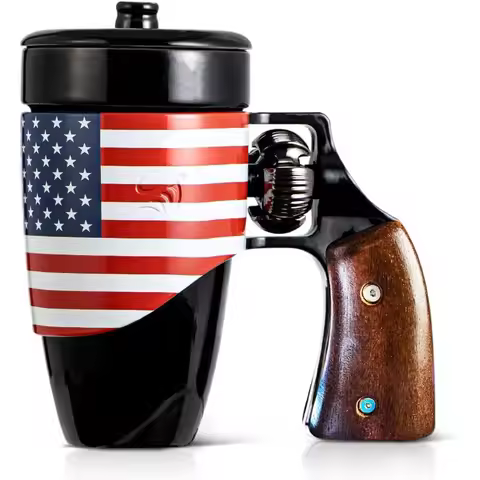 Creative Stars and Stripes Ceramic Cup Revolver Coffee Milk Mug American Flag Mug Christmas Gift