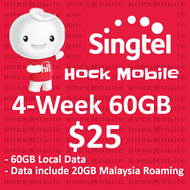 Singtel Prepaid $25 4-Week 60GB Data for Singapore and Malaysia / Topup / Renew