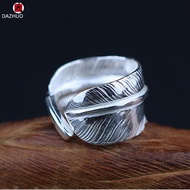 Dazhuo Handmade Sterling Silver Goros Hipster Feather Ring