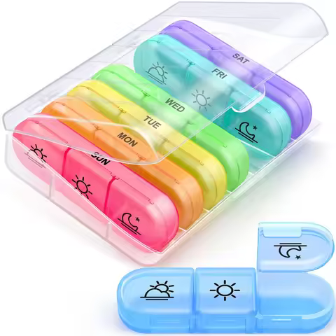 Seven Days Medicine Box A Week 21 Boxes of Black Medicine Boxes Portable Plastic Boxes for Vitamins 