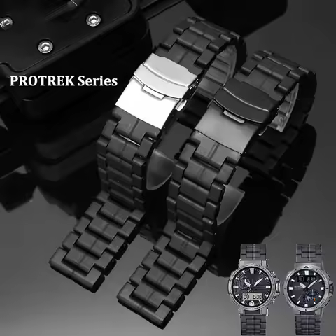23mm Black Plastic steel watchband For Casio PROTREK Series PRW-60/YT PRW-30/50/70 PRW-6900Y Sports 
