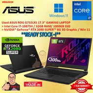 #RG222 USED ASUS ROG G732LXS Gaming Laptop Intel i7-10875H 32GB 1TB SSD 300Hz FHD Nvidia RTX2080 S R