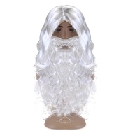 Santa Beard and Wig Set Wizard Beard White Wig and Beard Fake Beard for Costume King Triton Wig and 