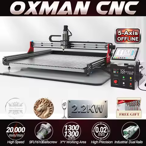 BulkMan3D OXMAN CNC Engraver Industrial 5-Axis DDCSV4.1 Offline Control, SFU1610 Ball Screws, Dual L