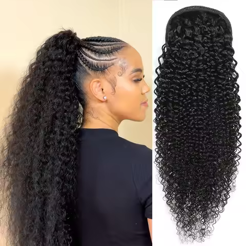 Kinky Curly Human Hair Ponytail Extensions Newmi 3b 3c Curly Hair Drawstring Ponytail Hair Pieces fo