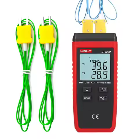 UNI-T UT320A UT320D Digital Thermometer Mini Dual Contact Thermocouple Type K J High Temperature Met