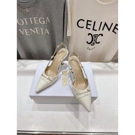 2025 Spring Summer New Style DIOR Pointed Toe Patent Leather Back Empty Sandals High Heels