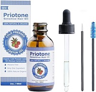 Priotone Sensitive Hair Oil (2oz) for Hair, Scalp and Nails. 100% Natural &amp; Organic Cold Pressed Castor Oil, Hexane Free and Unrefined. Stimulates Hair Growth. For All Genders.