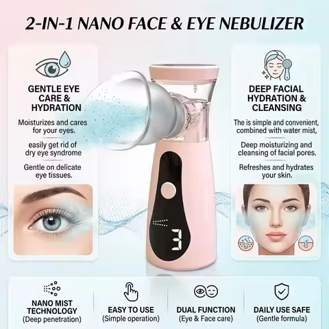 2IN1 Beauty Eyes Mister & Face Nano Nebulizer for Moisturize Dry Skin & Dry Eye Relieve Eye Fatigue 