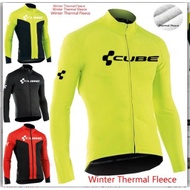 CUBE New Winter Thermal Fleece Men's  Maillots Ciclismo Long Sleeve Cycling Jersey Shirts MTB Mountain Bike Tops Clothing bicycle Jacket Cycling Skinsuits