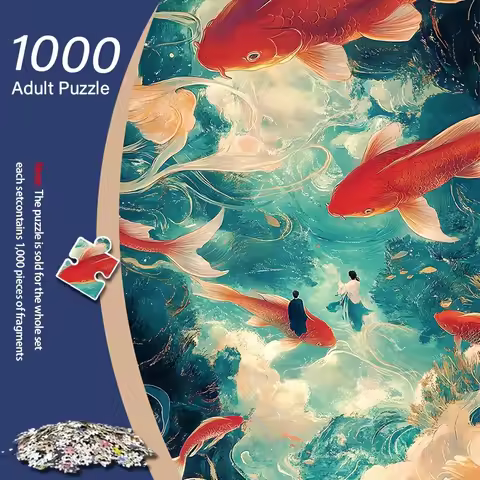 A Box of (A) Adult Mini Puzzles with Figurines And Koi Designs - Scratch-Resistant, High Difficulty,