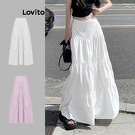 Lovito Casual Skirt Plain Basic Summer/Spring Skirt for Women Plus Size Friendly L85AD112 Lovito Ski