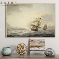 เรือน้ำภาพวาดทิวทัศน์โบราณลายพิมพ์ย้อนยุคผ้าใบโปสเตอร์ภาพ19th-century ศิลปะบนผนังตกแต่งบ้าน