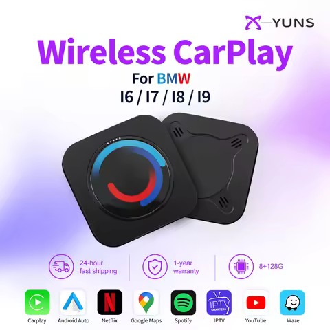 X-YUNS 8+128G Smart Ai Box Wireless CarPlay Adapter Android Auto Android16.0 QCM6125 For BMW Cars ID