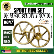 QJ AX200S / NOVA150 / NOVA160 SPORT RIM MS-663 SET ASSY WITH HUB BUSH BRONZE GOLD BLACK ORIGINAL MAG