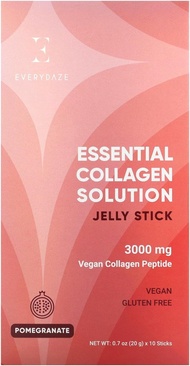 EVERYDAZE Essential Collagen Solution Jelly Stick | Vegan Peptide Pomegranate 10 Packs Hair, Skin, N