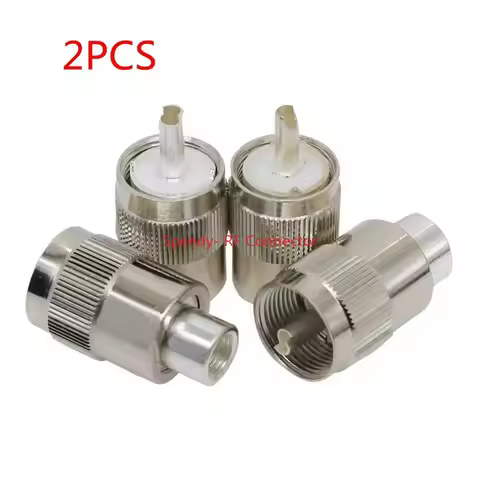 2Pcs SL16 UHF PL259 Male Plug Connector PL-259 UHF male Solder for RG58 RG142 LMR195 RG400 Cable Coa