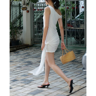 Try_yorata l Blursday Drape bow tie Long sleeve Fairycore punkFrench summer dress เดรสปาดไหล่ ผูกโบว