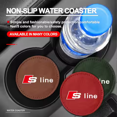2pcs/set Car Coaster Anti-slip Water Cup Mat For Audi Sline A1 A2 A3 A4 A4L P 8V 8L RS RS3 RS4 RS5 R