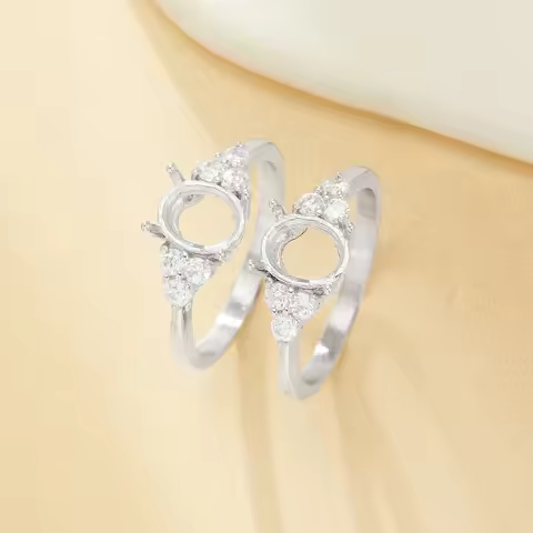 7x9MM Oval Prongs Ring Settings,316L Stainless Steel Oval Ring,Vintage Styles CZ Stone Oval Ring Bla