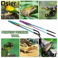 OSIER 2PCS Reptile Feeding Tongs, with Rubber Tip Stainless Steel Straight and Curved Tweezers, High