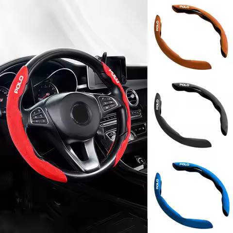 Suede Car Steering Wheel Cover Breathable Anti Slip Auto Accessory For Volkswagen VW POLO Badge 6R 6