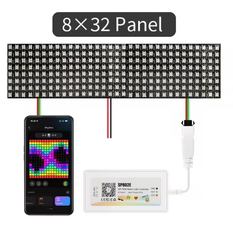 WiFI BT SP802E SPI RGB Matrix LED Controller 4x12 8x8 16x16 8x32 WS2812 Addressable LED Digital Pane