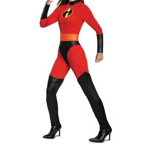 The Costume Man Women Kids Incredibles Adult Child Red Jumpsuit Bodysuit Mask Suit Halloween Party C