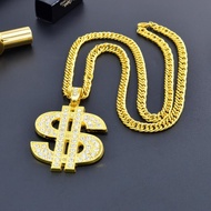 Fashion Hip Hop Diamond-Set Dollar Sign Necklace for Men Women