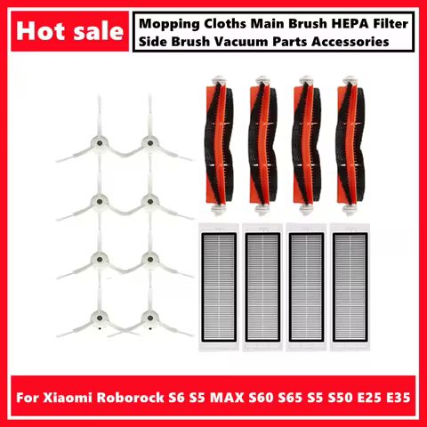 For Xiaomi Roborock S6 S5 MAX S60 S65 S5 S50 E25 E35 Mopping Cloths Main Brush HEPA Filter Side Brus