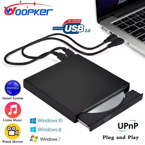 USB 2.0 External DVD Player CD Drive Mp3 Music Movies Portable Reader for Windows 7/ 8/ 10 Laptop De