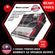 Mixer Mixing Console Powered Mixer Black Spider 8 Channel Power Mixer With USB MP3 Player & Bluetoot