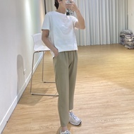 ** 32wardrobe Banniang-Waist Elastic Drawstring Casual Trousers 6010a