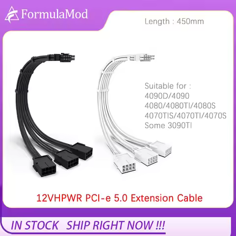 Formulamod PCI-E 5.0 16Pin(12+4) to 3x8Pin , 12VHPWR 16AWG PSU Extension Cable For GPU RTX 4090 / 40