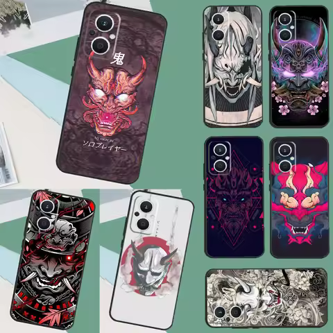 Oni Hannya Demon Mask Case For OPPO Reno 13 13F 12 11 F 8T 7 8 10 Pro OPPO Find X8 X6 Pro X3 X5 Lite