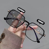 Photochromic Anti Radiation large frame Glasses Shades For Woman Man Transition Eyeglasses Korean Replaceable Lens women resistant Glare flat mirrors Eyewear