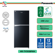 (SAVE 4.0) Panasonic NR-TV301 2-Door Fridge Top Freezer Refrigerator 288L Inverter Energy Saving - NRTV301BPKM NR-TV301BPKM