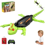 Mainan Cicak Elektrik dengan Mata Bercahaya LED + Ekor Berpintal, Mainan RC Tokek Memanjat Dinding, 