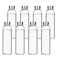 Encheng Glass Water Bottles, Glass Beverage Bottles 16oz,Drinking Bottles With Leakproof Stainless S