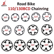 WUZEI Road Bike 110/130Bcd Chainring 36/38/40/42/44/46/48/50/52/54/56/58/60T 110Bcd/130Bcd Road/Fol