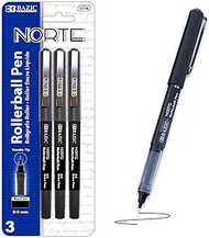 BAZIC Norte Black Needle-Tip Rollerball Pen (3/Pack), 1-Pack