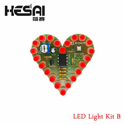Diy More Heart Shape LED Flashing Light DIY Kit with PCB DC 4-6V Color Available For Soldering Kit P