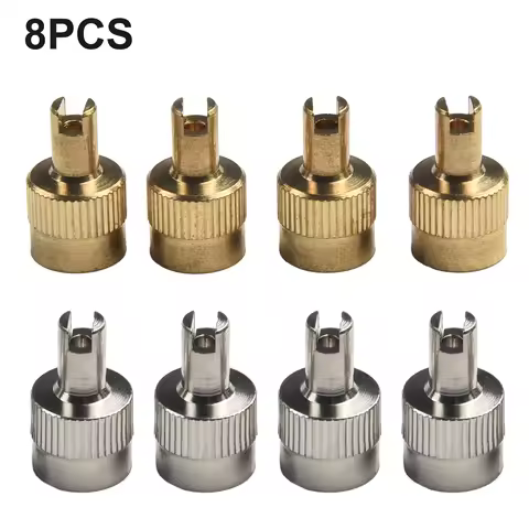 8pcs Car Valve Key Metal Valve Cap With Key Valve Extractor Car Valve Cap Automobiles Wear Accessori