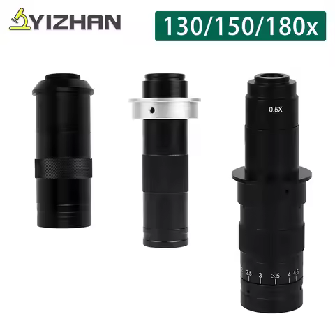YIZHAN Magnification Adjustable Zoom C-Mount Lens 180x 150x 130x 25mm For HDMI VGA USB Video Microsc